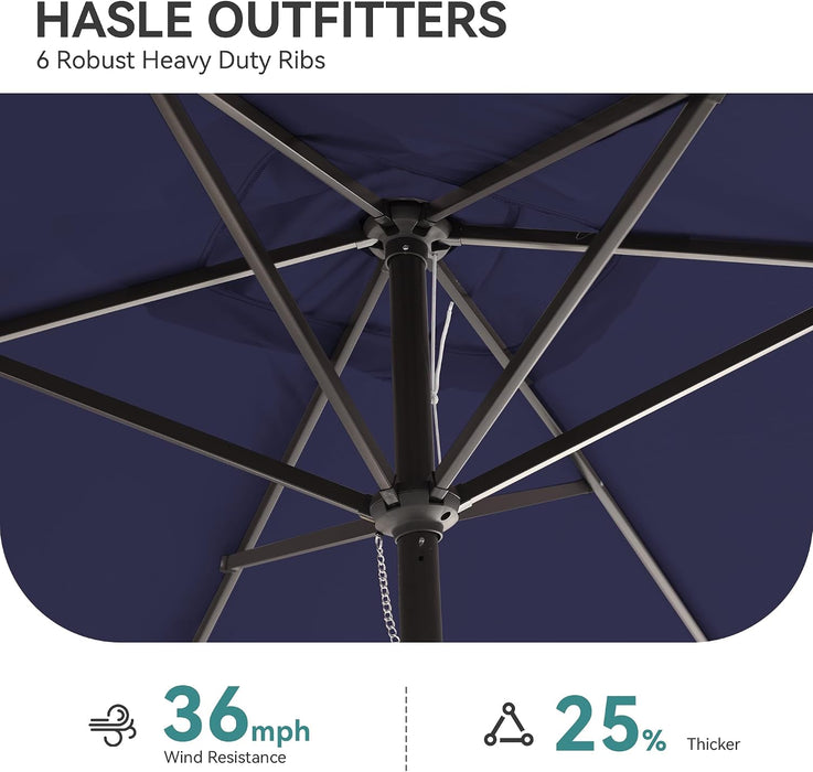Rectangular Patio Umbrella, 6.5 X 10 Ft Rectangle Table Umbrellas W/Heavy Duty Ribs, Effortless Crank and Push Button Tilt, Wind Resistant Sun Umbrella for Outdoor Patio, Navy Blue