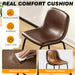 TAVR Counter Height Stools Set of 2, 24 Inch Barstools Hold up to 500 Lbs | Armless Faux Leather Bar Stools with Sturdy Metal Legs & Soft Backrest for Kitchen Island, Coffee Shop, Brown