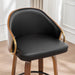 26" Swivel Counter Height Barstools Set of 2, Black Leather Bar Stools Mid Century Modern Bar Chairs with Wood Legs and Golden Arms for Kitchen Dining Pub Cafe