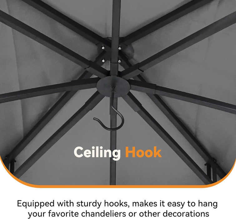 Patio Gazebo 10x10 BluetoothSpeakerLEDLightingAllWeather