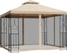 10' X 10' Patio Gazebo with Corner Shelves, Outdoor Gazebo Canopy Shelter with Netting, and Vented Roof, for Garden, Lawn, Backyard and Deck