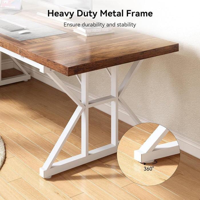 70.8-Inch Large Executive Desk, Modern Computer Office Desk, Wooden Writing Desk Study Table for Home Office