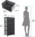 Black Storage Tower with 4 Fabric Bins