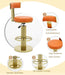 Counter Height Bar Stools with Back, Modern Adjustable Height Barstools Swivel Bar Chair with Polished Gold Stainless Steel Legs for Kitchen Island Counter Living Room Coffee Shop (Orange)