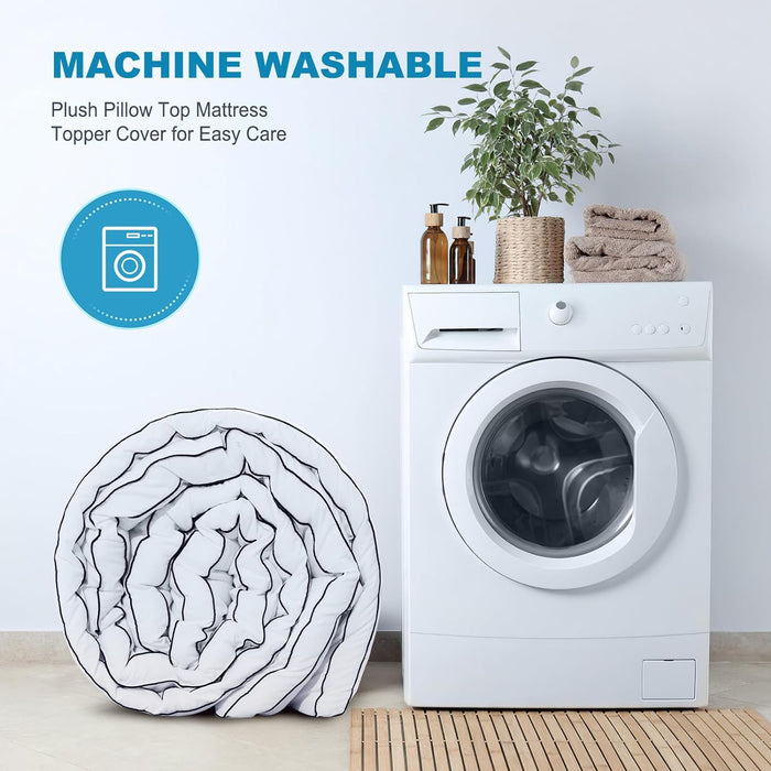 Queen Size Dual Layer 4 Inch Memory Foam Mattress Topper, 2 Inch Gel Memory Foam and 2 Inch Cooling Pillow Top Mattress Pad Cover for Back Pain, Medium Support