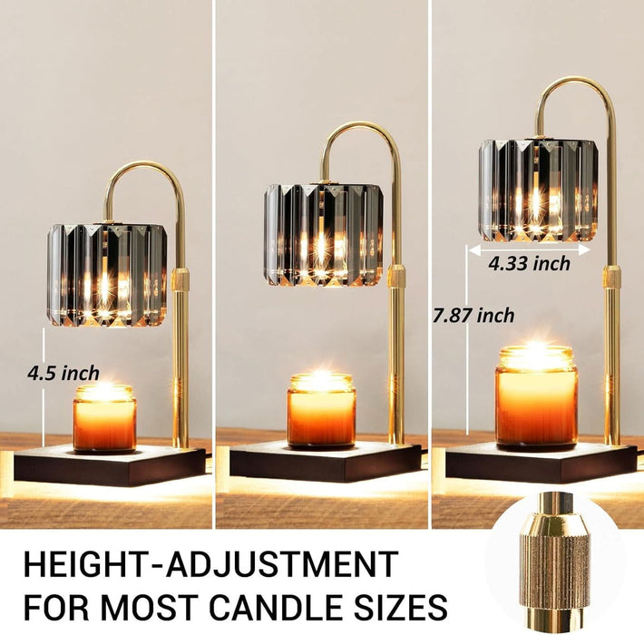 Candle Warmer Lamp with Timer, Dimmable Electric Candle Wamer Adjustable Height, Gifts for Women Mom, Glass Modern Candles Melter Lamp, Black