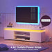 TV Stand with LED Lights & Power Outlet, Modern Entertainment Center for 32/43/50/55/65 Inchs Tvs, Table, Universal Gaming Media Stand Storage Cabinet and Large Storage, White