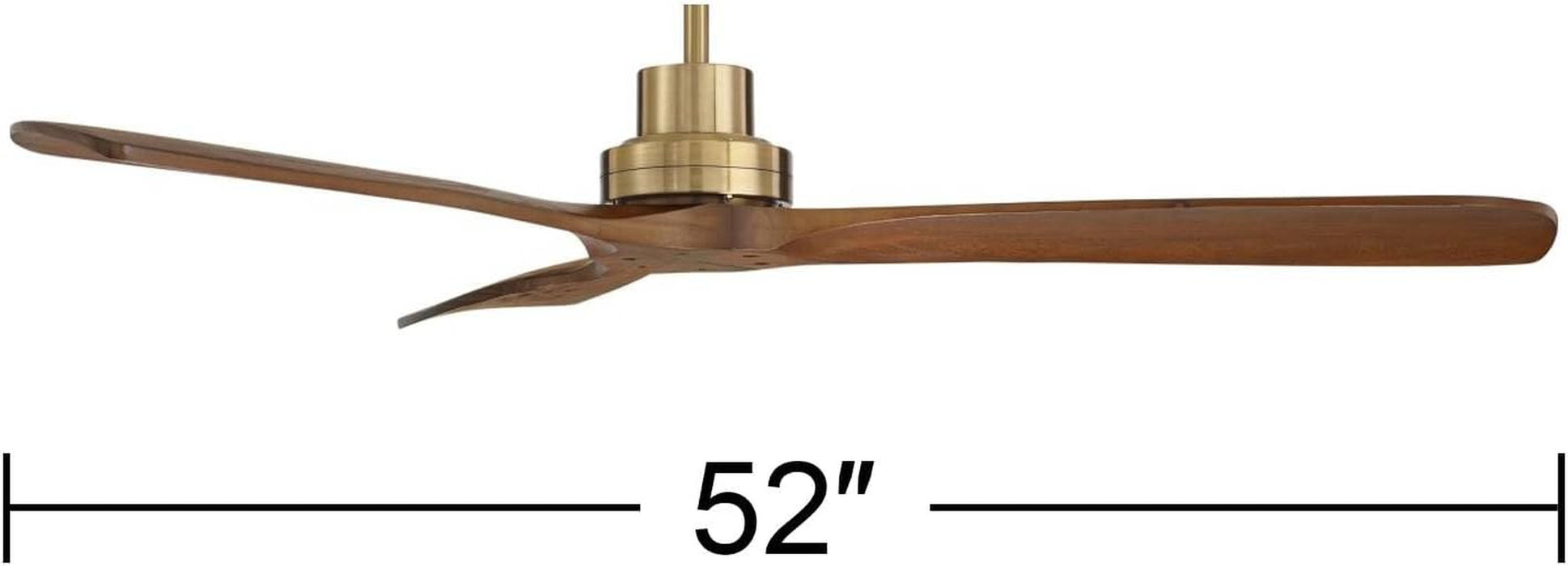 Contemporary Hardwood Ceiling Fan Featuring Soft Brass