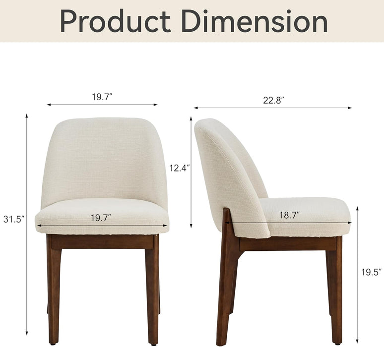 Wooden Dining Chairs Set of 2, Upholstered Dining Room Chairs with Rubberwood Legs and Padded Seats, Kitchen Chairs for Restaurant Kitchen Living Room, Beige