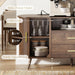 60" Sideboard Buffet Cabinet, Walnut Buffet Sideboard Storage Cabinet, Sliding Door & Adjustable Shelf, Mid-Century Modern Accent Coffee Bar Console Table for Kitchen, Entryway/Living Room/Dining Room