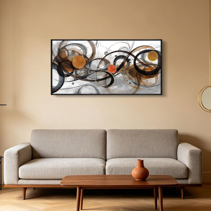 Black and Orange Picture Artwork - Boho Abstract Wall Art for Living Room Office Canvas Pintings Modern Minimalist Frame Wall Art 40X20 Inches