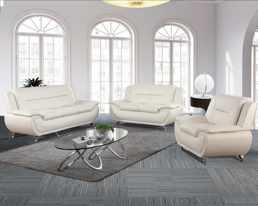 Living Room Furniture Set, Faux Leather Sofa Couch Set, 3 Pieces Modern Sofa Set for Living Room/Apartment/Office (White)