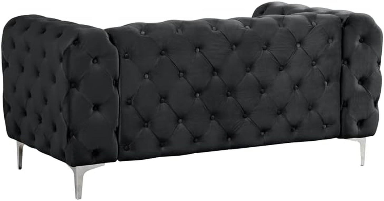 3-Piece Couches Velvet Fabric Living Room Furniture Set -Black