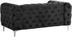 3-Piece Couches Velvet Fabric Living Room Furniture Set -Black