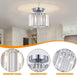 Semi Flush Mount Modern Chandelier, Crystal Ceiling Light Fixture, Small Close to Ceiling Light for Living Room, Bedroom, Hallway, Bathroom, Kitchen, Entryway (Silver)