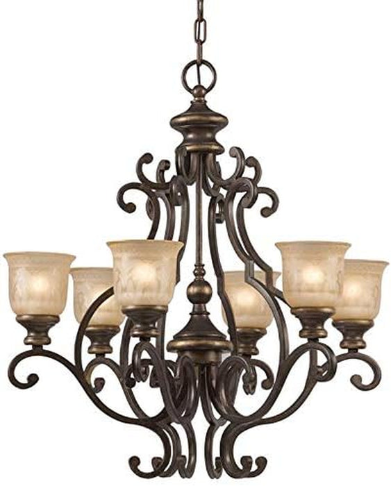 Norwalk 6-Light Bronze Umber Glass Shades Chandelier