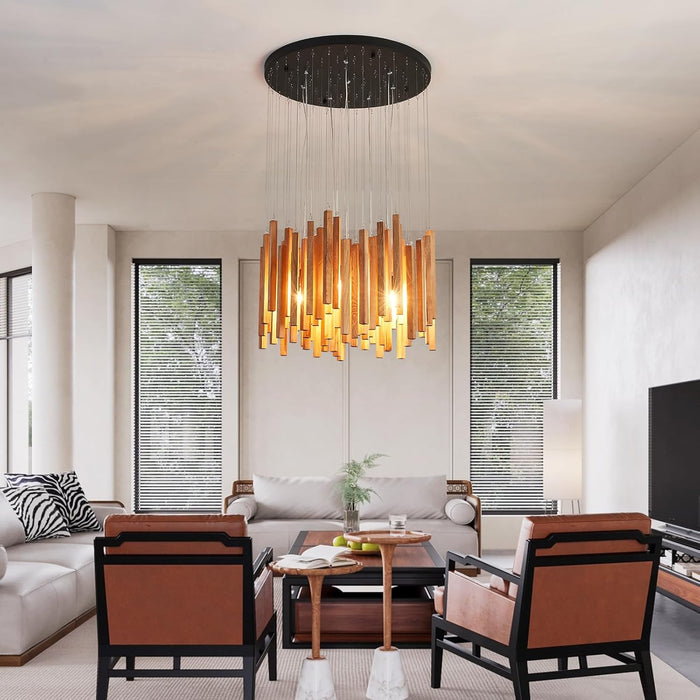 Large Wooden Farmhouse Chandelier For High Ceilings
