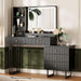 Large Vanity Desk with 3 Color Touch Screen Dimming Mirror, Vanity Desk with Charging Station, Modern Retractable Makeup Dressing Table, Makeup Table with Storage Shelves and 5 Sliding Drawers, Black