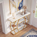 Modern Console Table, 41.3" Narrow Entryway Table with Storage Shelves & Faux Marble Top, 5-Tier Sofa Tables behind Couch with Arched Metal Frame for Living Room, Hallway (Gold & White)