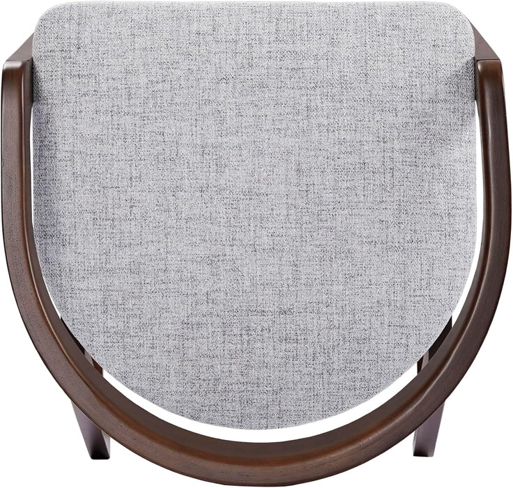 Alame 25.25''H Rubberwood Barstools Set of 2, Curved Backrest Counter Stool, Upholstery Bar Chair, Sturdy Structure Counter Stool Chair for Kitchen Home Bar, Light Gray+Natural
