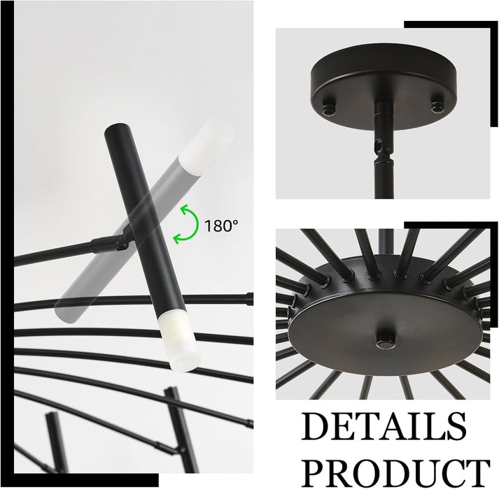 53 Inch Black Architectural Round Chandelier LEDLight