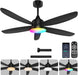 Ceiling Fan with Light, Remote & APP Control, 42" Black RGB Ceiling Fans with 6 Reversible Speeds, 3000-6500K Stepless Dimming, Modern Small Low Profile Ceiling Fan for Bedroom/Indoor/Outdoor