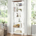 Bookshelf, 7-Tier Bookshelf, Rustic Wood Metal Bookshelves and Bookcases, Freestanding Open Bookshelf, Industrial Tall Bookcase for Home Office, Living Room and Bedroom, White
