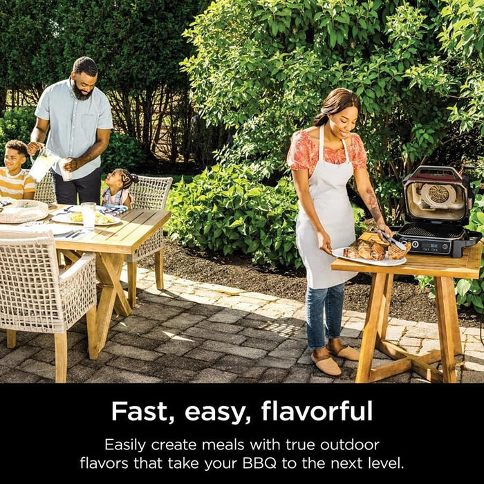 Ninja OG701 Woodfire Outdoor Grill & Smoker, 7-In-1 Master Grill, BBQ Smoker, Air Fryer plus Bake, Roast, Dehydrate, & Broil, Uses Woodfire Pellets(1 Pack Included), Portable, Electric, Red