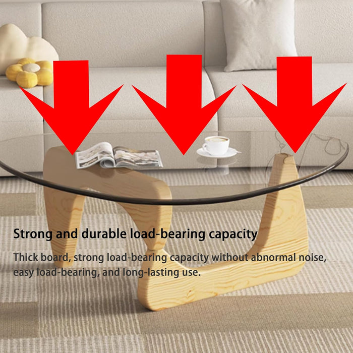 Modern Glass Coffee Table, 32.68W X 22.44L X 15.75H In, Abstract round Tea Tables for Living Room Home Office Industrial Cocktail Tables (Log-Clear Glass, 44.88")