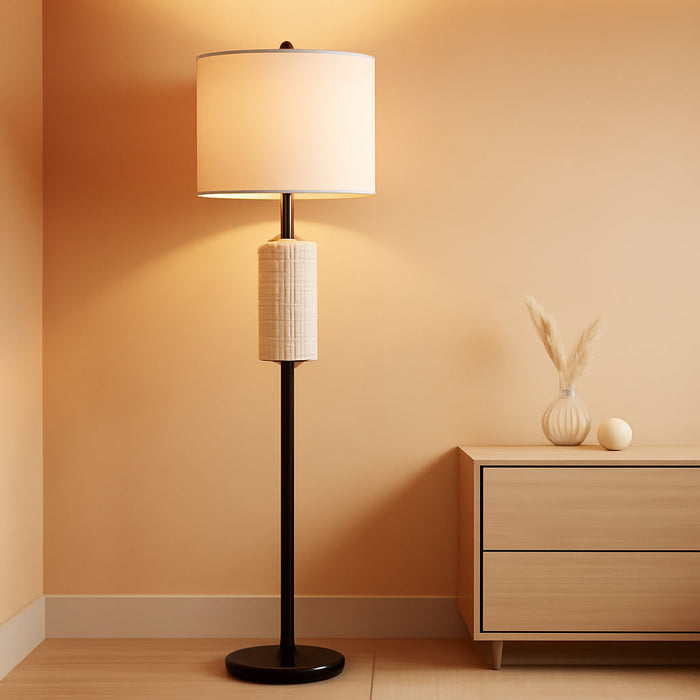 Ceramic Floor Lamps for Living Room, 64" Modern Standing Lamps for Bedroom, Farmhouse Tall Floor Lamps for Living Room Dinning Reading Home Office, Nursery, Rotary Switch, Matte Black