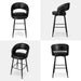 Bar Stools Set of 4, 30" H Upholstered Black Leatherette Barstools with Nailhead Trim, Modern Mid-Century Bar Height Bar Chairs with Metal Tapered Legs for Kitchen Island, Bistro