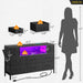 Black Dresser with Charging Station and LED Lights