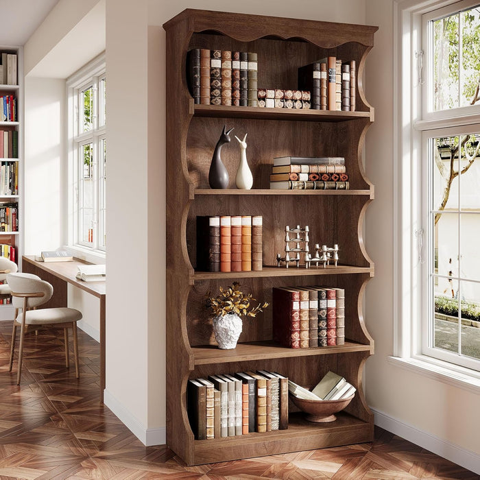 70 Inches Tall DisplayBookcase Featuring Curved Edges
