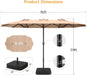 15Ft Patio Umbrella with Base Included, Extra Large Shade Area, Double Sided Rectangle with Crank Handle for Poolside, Garden, Yard, Beige