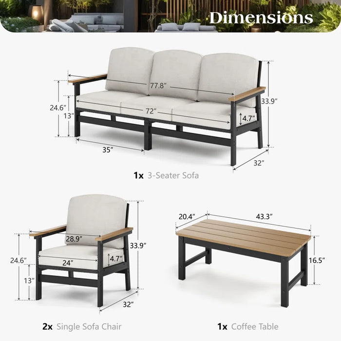 5 - Person HDPE Outdoor Seating Group with Cushions