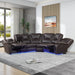 Faux Leather Reclining Sectional Sofa with LED Lights