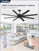 72 Inch Ceiling Fan No Light, Black Ceiling Fan with Remote, 6-Speeds, Quiet Reversible DC Motor, Industrial Ceiling Fans without Lights for Living Room, Garage, Patio, Indoor/Outdoor Use