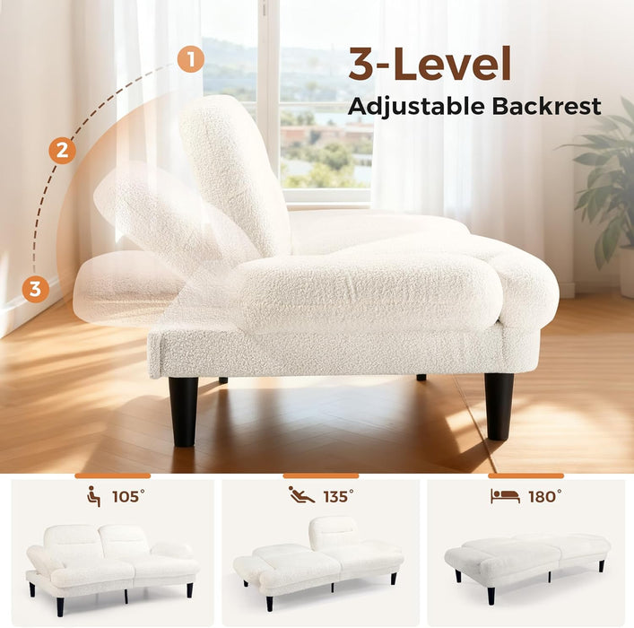 Beige SeventyNineInches Futon Sofa Bed Convertible