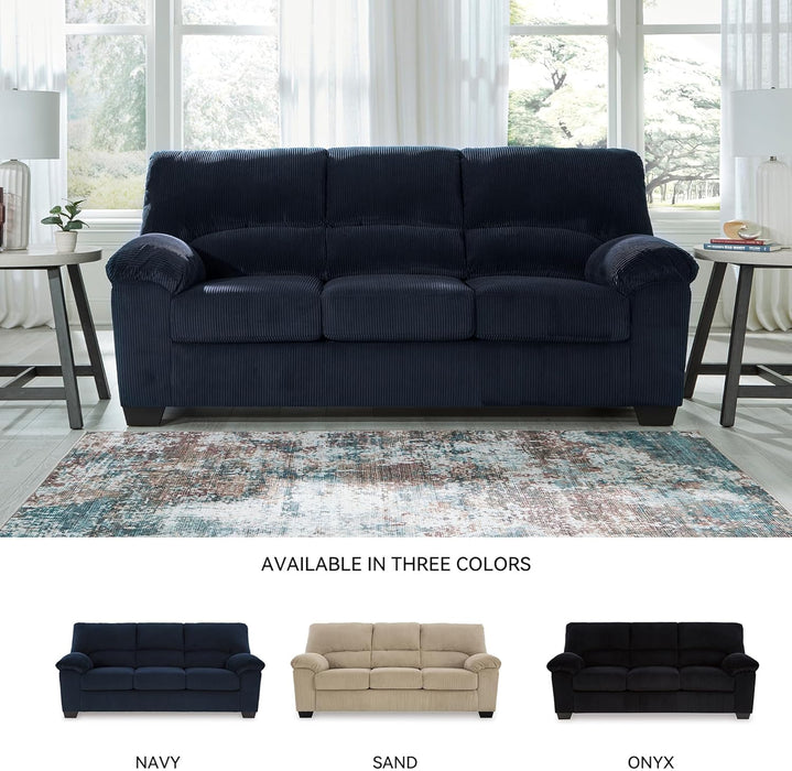 Blue Corduroy Contemporary Sofa For Comfortable Living