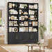 82.3" Triple Wide Bookshelf, Tall Bookcase with 4 Doors, Black
