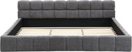 King Size Elegant Chenille Upholstered Platform Bed with Thick Headboard and Footboard, Block Style Upholstery Grounded Bed Frame, Gray