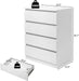 White 4 Drawer Dresser - Modern Chest of Drawers for Bedroom, Small Wood Dressers with Storage, Cut-Out Handles, Anti-Tipping, Living Room, Hallway, Entryway, Home Office
