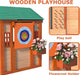 Outdoor Wood 4-In-1 Game House for All Kids, Boys and Girls Ages 3+, Garden Playhouse with Different Games on Every Surface