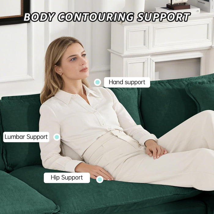78Inch Green Modular Chenille Sectional Sofa Collection