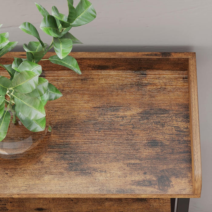 Console Table, Sofa Table with Power Outlet, Farmhouse Hallway Table for Entryway, Living Room, Height Adjustable, Easy Assembly, Rustic Brown, 43"
