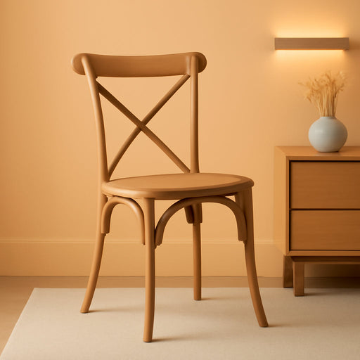 2-Pack Medium Natural with White Grain X-Back Chair