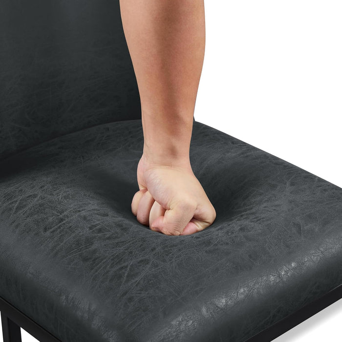 Counter Height Bar Stools 24'' Bar Stools Set of 2 Leather Bar Chairs Modern Upholstered Barstools with Back for Kitchen Counter, Dark Gray