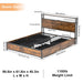 LED Queen Bed Frame with Storage Headboard & 4 Drawers, Industrial Metal Platform Bed with Power Charging Station & USB Ports