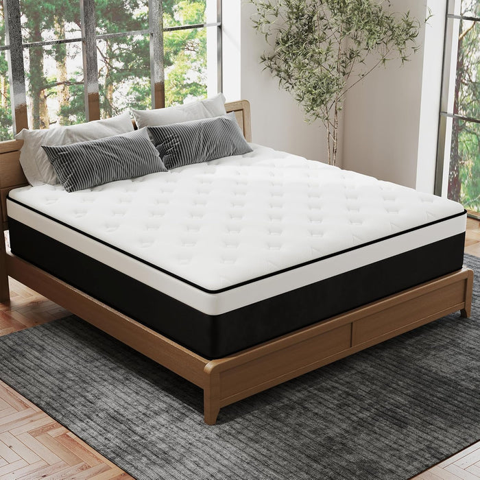 Full Mattress, 12 Inch Full Hybrid Mattress in a Box with Memory Foam, Medium Firm, Euro Top, Reinforced Edge Support, Pressure Relief & Motion Isolation, Certipur-Us Certified