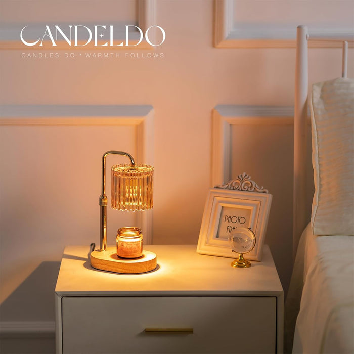 Candle Warmer Lamp with Timer: Gold Candle Warming Lamp Height Adjustable Wax Melt Warmer Dimmable Modern Farmhouse New Home Bedroom Decor Christmas Housewarming Gift for Women
